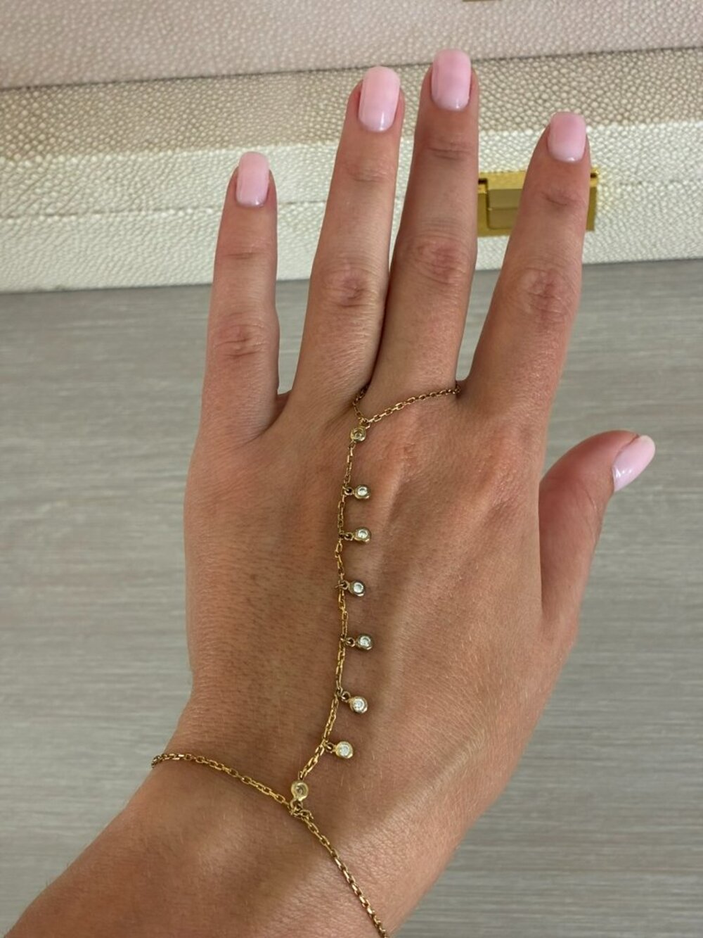 Gold-Tone Crystal Hand Chain Bracelet